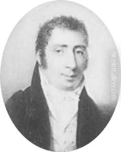 A Gentleman In Blue Jacket, Pale Yellow Waistcoat, White Shirt And Tied White Cravat by Jean Baptiste Ferdinand Mulnier