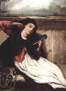 A London Flower Girl by Augustus Edwin Mulready