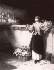 The Flower Girl by Augustus Edwin Mulready