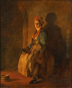 A Serving Girl, By Firelight by William Mulready
