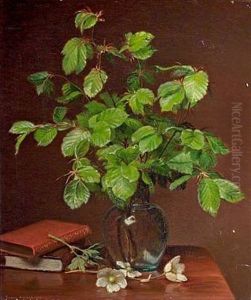 Still Life With Beech Branches In A Vase And Books