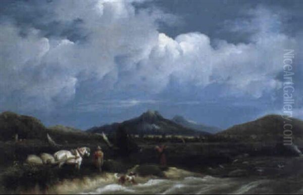 Peasants Winnowing Corn With The Sugarloaf In The Distance - view 1