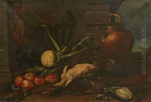 Koksstilleben Med Frukter, Gronsaker Och Faglar Koksstilleben Med Frukter, Gronsaker Och Faglar