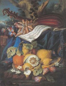 Nature Morte Aux Fruits Et Instruments De Musique by Cristoforo Munari