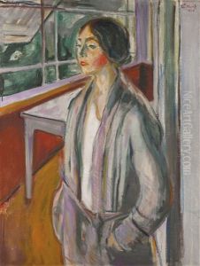 Ung Kvinne Pa Verandaen (young Woman On The Veranda) by Edvard Munch