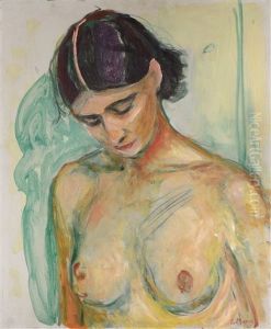 Halvakt Med Senket Hode (nude With Bowed Head) by Edvard Munch