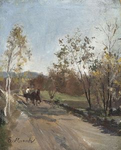 Horse And Cart On A Country Road by Edvard Munch