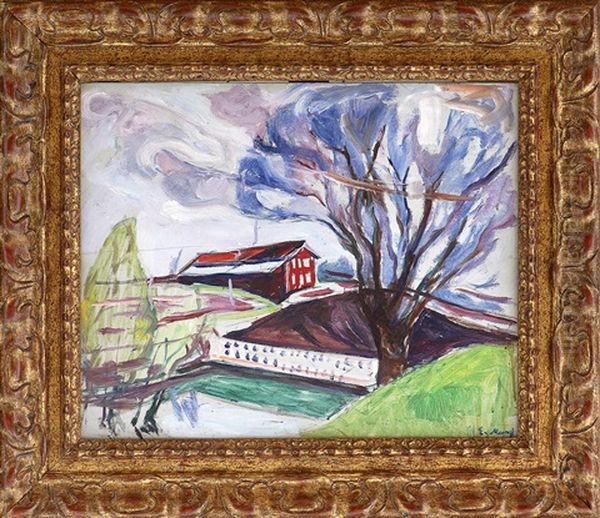 The Red House (+ Another Of The Same Name, Colour Crayon On Thin Cream Paper, Smllr; 2 Works) - view 1