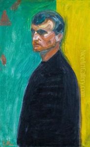 Self-portrait (against Two-coloured Background) by Edvard Munch
