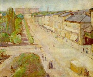 Karl Johans Avenue And The Royal Castle, Oslo by Edvard Munch