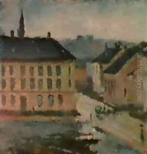 Olaf Ryes Square, Oslo. by Edvard Munch