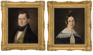Portrait Of The Merchant Chr Stub Myhre (+ Another; 2 Works) by Jacob Eduard Munch