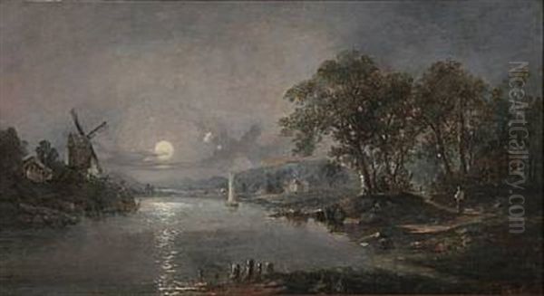 River Scape In Moonlight - view 1