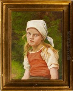 Portrait Fillette Au Foulard by Emilie Mundt