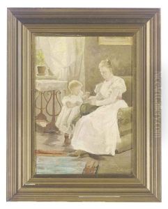 Mother And Child In An Interior by Emilie Mundt