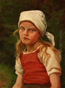 Portrait Of A Girl Wearing A White Scarf Around Her Head