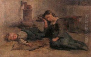 Barn Med Sovende Mor by Emilie Mundt