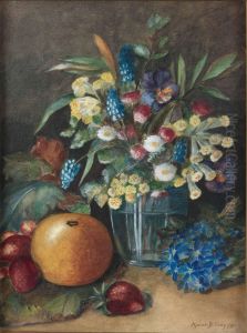 Stilleben Med Blommor Och Frukter by Anna Svenborg Billing