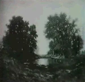 A River Landscape At Twilight