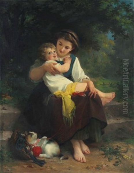 Mother And Child With A Kitten - view 1