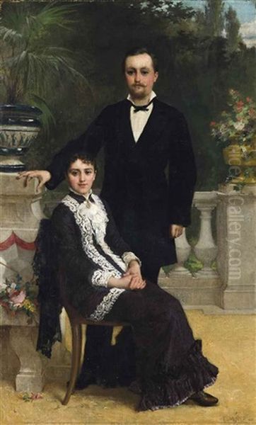 An Elegant Couple On A Terrace - view 1