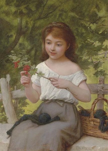 A Young Girl With A Sprig Of Berries - view 1
