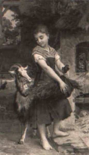 Farm Girl With Her Pet Billy Goat - view 1