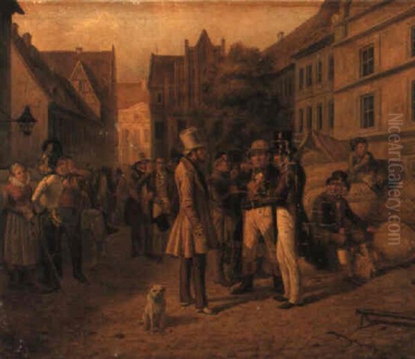 Townsfolk In A Square, Dusseldorf - view 1