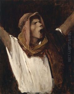 Schreiender Jude (study For The Painting Christus Vor Pilatus) by Mihaly Munkacsy