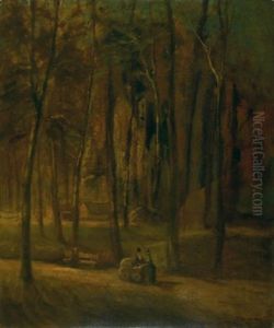 Waldinneres by Mihaly Munkacsy