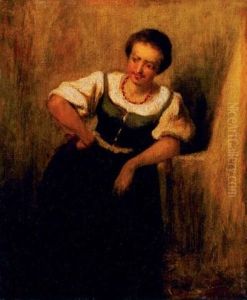 Noi Alak - Tanulmany A Lakodalmi Hivogarok-hoz (female Figure) by Mihaly Munkacsy