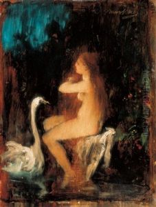 Leda And The Swan by Mihaly Munkacsy