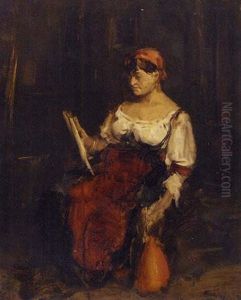 A Seated Lady Reading A Letter by Mihaly Munkacsy