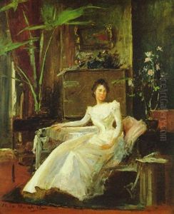 Dame In Weisem Kleid by Mihaly Munkacsy