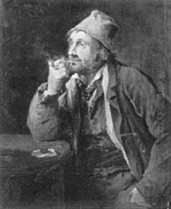 Ungarischer Bauer Mit Pfeife by Mihaly Munkacsy