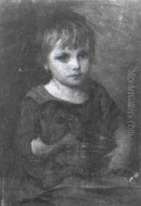 Portrait Of A Young Girl With Her Dog by Mihaly Munkacsy