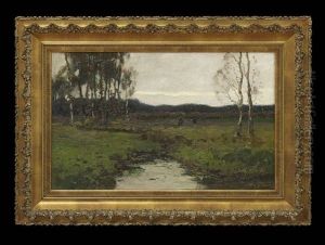 Autumnal River Landscape With Laborers by Xeno Muenninghoff