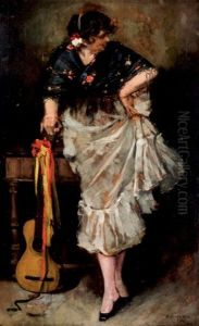 Dama Con Guitarra by Domingo Munoz y Cuesta