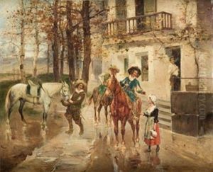 A La Salida Del Meson by Domingo Munoz y Cuesta