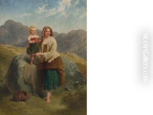 Mother And Child On Highland Hillside Mother And Child On Highland Hillside