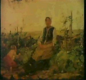 A Woman And Child Resting By The Wayside by Hugh Munro