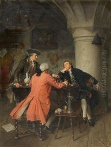 Elegant Gathering Playing Chess by Josef Munsch