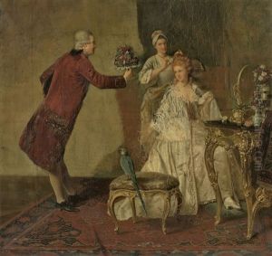 Ein Prasent Im Ankleidezimmer (study) by Josef Munsch
