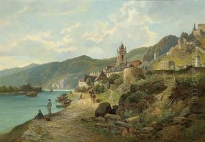 Fischer Bei Durnstein An Der Donau by Leopold Munsch