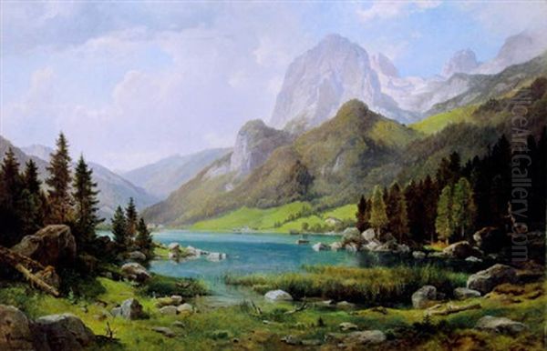 Der Hintersee, Von Der Ramsau Gegen Des Hirschenbuhel Gesehen - view 1