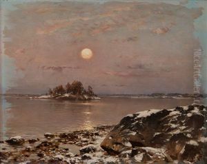 Moonlight Over The Fresh Snow by Magnus Hjalmar Munsterhjelm