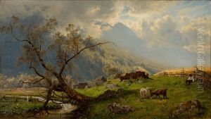 Shepherd In The Alps by Magnus Hjalmar Munsterhjelm