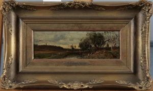 Sommerlandschaft Mit Holzbrucke Uber Einen Kleinen Flus Sommerlandschaft Mit Holzbrucke Uber Einen Kleinen Flus