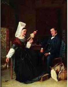 < La Visite A La Fiancee (vendee) >. by Leon Joseph Billotte
