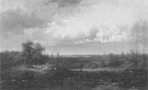 Weite Bewaldete Landschaft Im Schein Der Spatnachmittagssonne by David Heinrich Munter